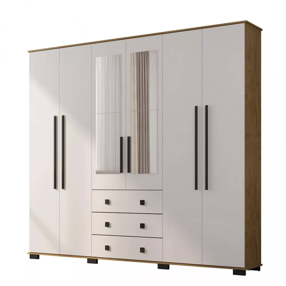 Image 1 of 5 of Guarda Roupa Casal Espelho 6 Portas 3 Gavetas EB23063 Araplac