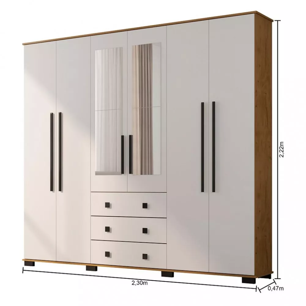 Image 2 of 5 of Guarda Roupa Casal Espelho 6 Portas 3 Gavetas EB23063 Araplac