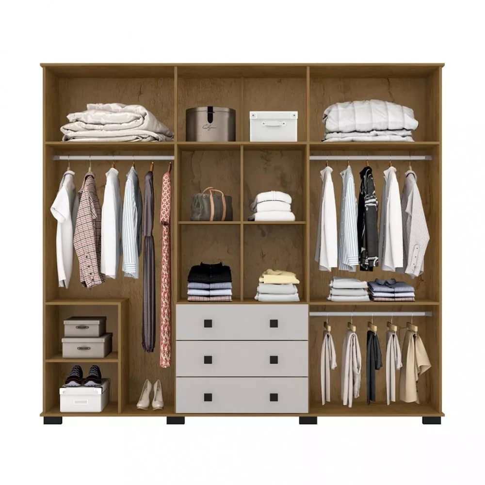Image 3 of 5 of Guarda Roupa Casal Espelho 6 Portas 3 Gavetas EB23063 Araplac