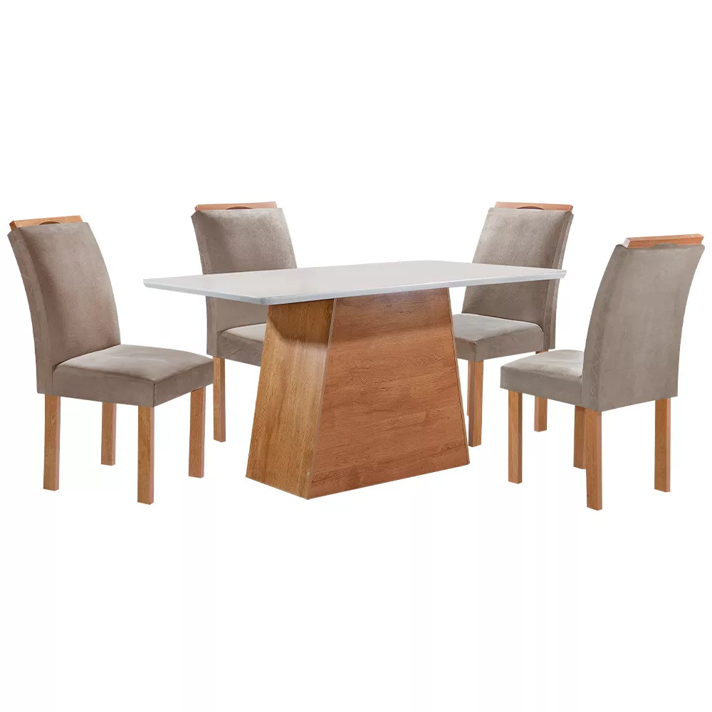 Image 1 of 6 of Sala de Jantar Cel Móveis Sevilha Tampo Smart Plus 120x90cm com 4 Cadeiras Londres